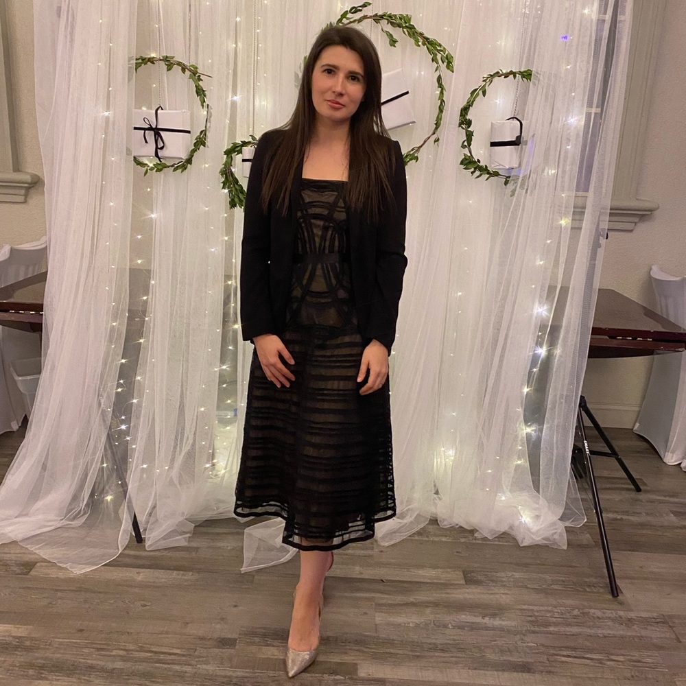 BCBG Max Azria Black Tulle Ribbon Strappy Dress